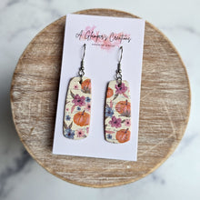 Load image into Gallery viewer, Pumpkin Floral Mini Bar Earrings