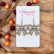 Load image into Gallery viewer, Mummy Bow Halloween Handpainted Wooden Earrings