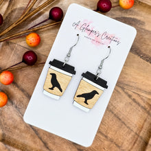 Load image into Gallery viewer, Jack O'Lantern Halloween Coffee Cup Handpainted Wooden Earrings