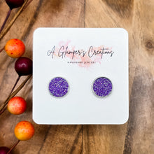 Load image into Gallery viewer, Purple Glitter Studs
