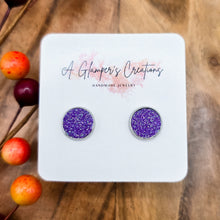 Load image into Gallery viewer, Purple Glitter Studs