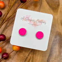 Load image into Gallery viewer, Hot Pink Glitter Studs