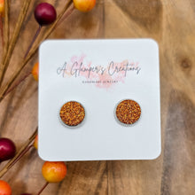 Load image into Gallery viewer, Orange Glitter Studs