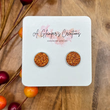 Load image into Gallery viewer, Orange Glitter Studs