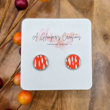 Load image into Gallery viewer, Orange & White Abstract Studs