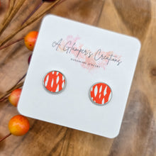 Load image into Gallery viewer, Orange & White Abstract Studs