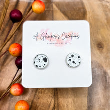 Load image into Gallery viewer, Black Dots on White Studs