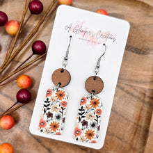 Load image into Gallery viewer, Fall Micro Floral & Sapele Wood Dangles