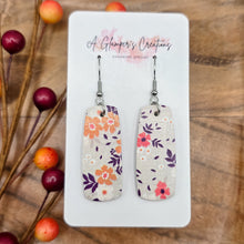 Load image into Gallery viewer, Fall Floral on Light Grey Mini Bar Earrings