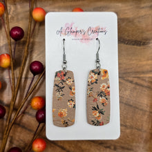 Load image into Gallery viewer, Fall Floral on Tan Mini Bar Earrings