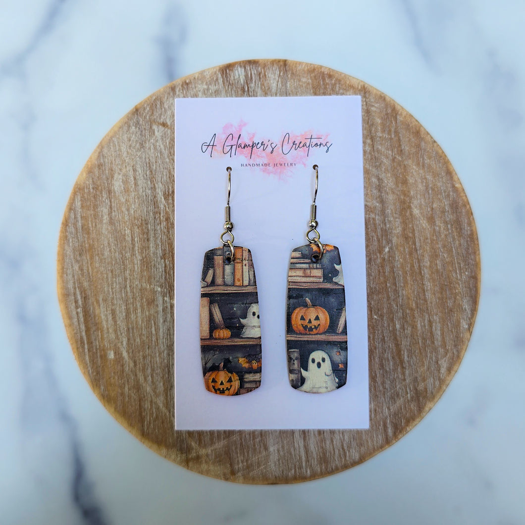 Spooky Bookshelf Mini Bar Earrings
