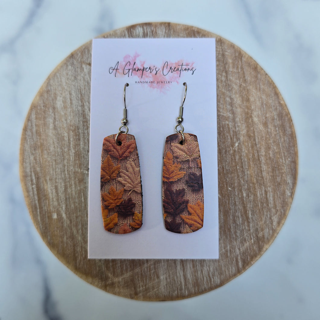 Fall Faux Embroidered Leaves Mini Bars