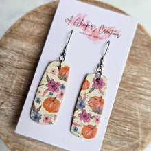 Load image into Gallery viewer, Pumpkin Floral Mini Bar Earrings
