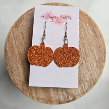 Load image into Gallery viewer, Orange Glitter Pumpkin Earrings
