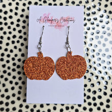 Load image into Gallery viewer, Orange Glitter Pumpkin Earrings
