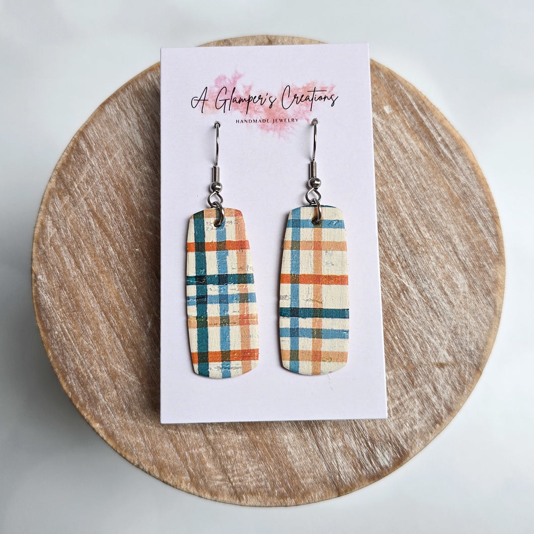 Fall Plaid Mini Bar Earrings