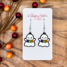 Load image into Gallery viewer, Boo Ghost Halloween Handpainted Wooden Earrings
