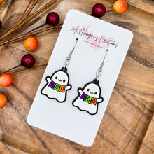 Load image into Gallery viewer, Boo Ghost Halloween Handpainted Wooden Earrings
