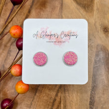 Load image into Gallery viewer, Pink Glitter Studs
