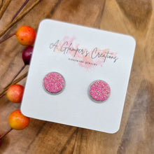 Load image into Gallery viewer, Pink Glitter Studs
