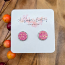Load image into Gallery viewer, Pink Glitter Studs
