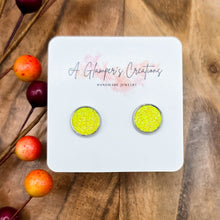 Load image into Gallery viewer, Yellow Glitter Studs
