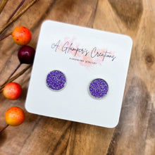 Load image into Gallery viewer, Purple Glitter Studs
