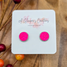 Load image into Gallery viewer, Hot Pink Glitter Studs
