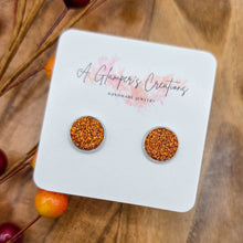 Load image into Gallery viewer, Orange Glitter Studs
