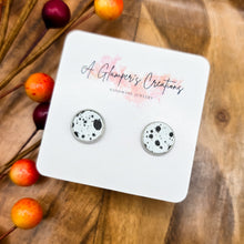 Load image into Gallery viewer, Black Dots on White Studs
