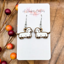 Load image into Gallery viewer, Ghost Dog Halloween Handpainted Wooden Earrings
