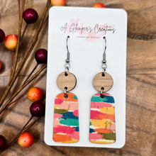 Load image into Gallery viewer, Fall Brushstroke &amp; Cherry Wood Dangles
