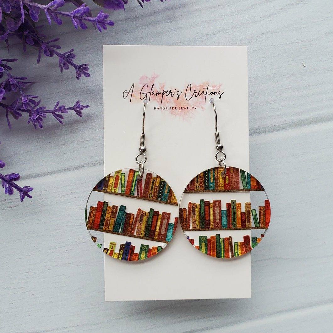 Book Acrylic Circle Earrings